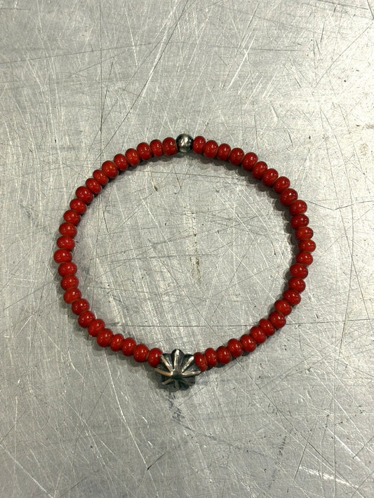 SILVER925 CONCHO & BEADS BRACELET- RED / ROSETTAPRAYER➀