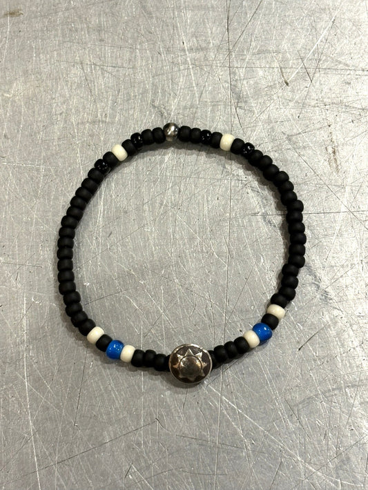 SILVER925 CONCHO & BEADS BRACELET- MAT BLACK / ROSETTAPRAYER➀