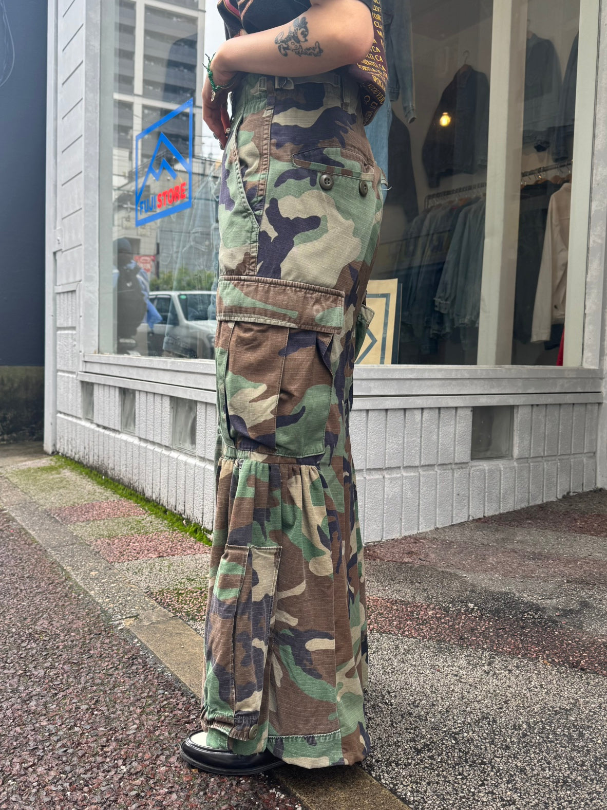REMAKE MILITARY LONG SKIRT