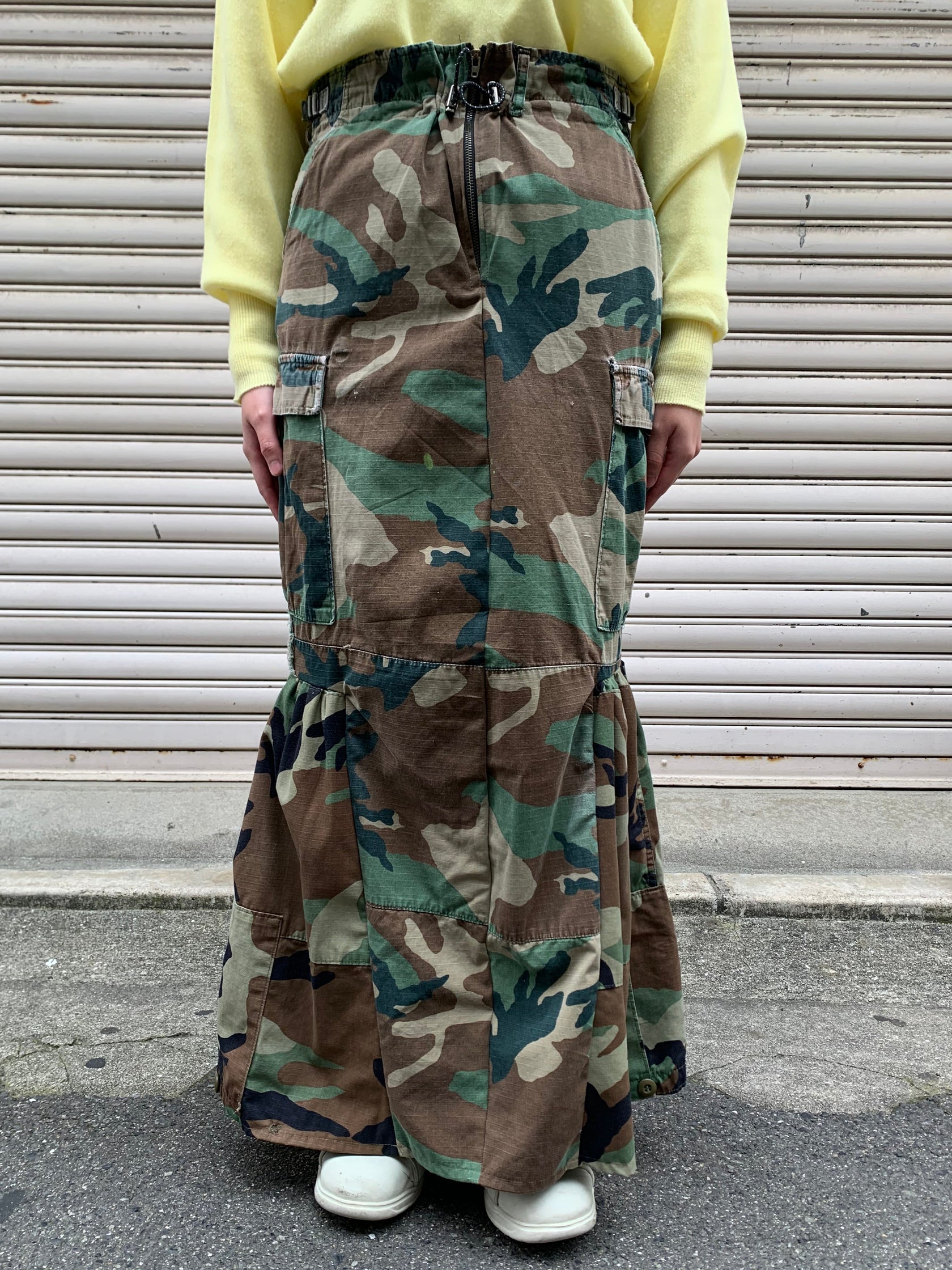REMAKE MILITARY LONG SKIRT