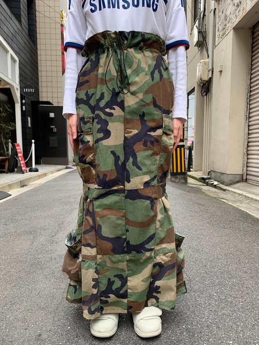 REMAKE MILITARY LONG SKIRT