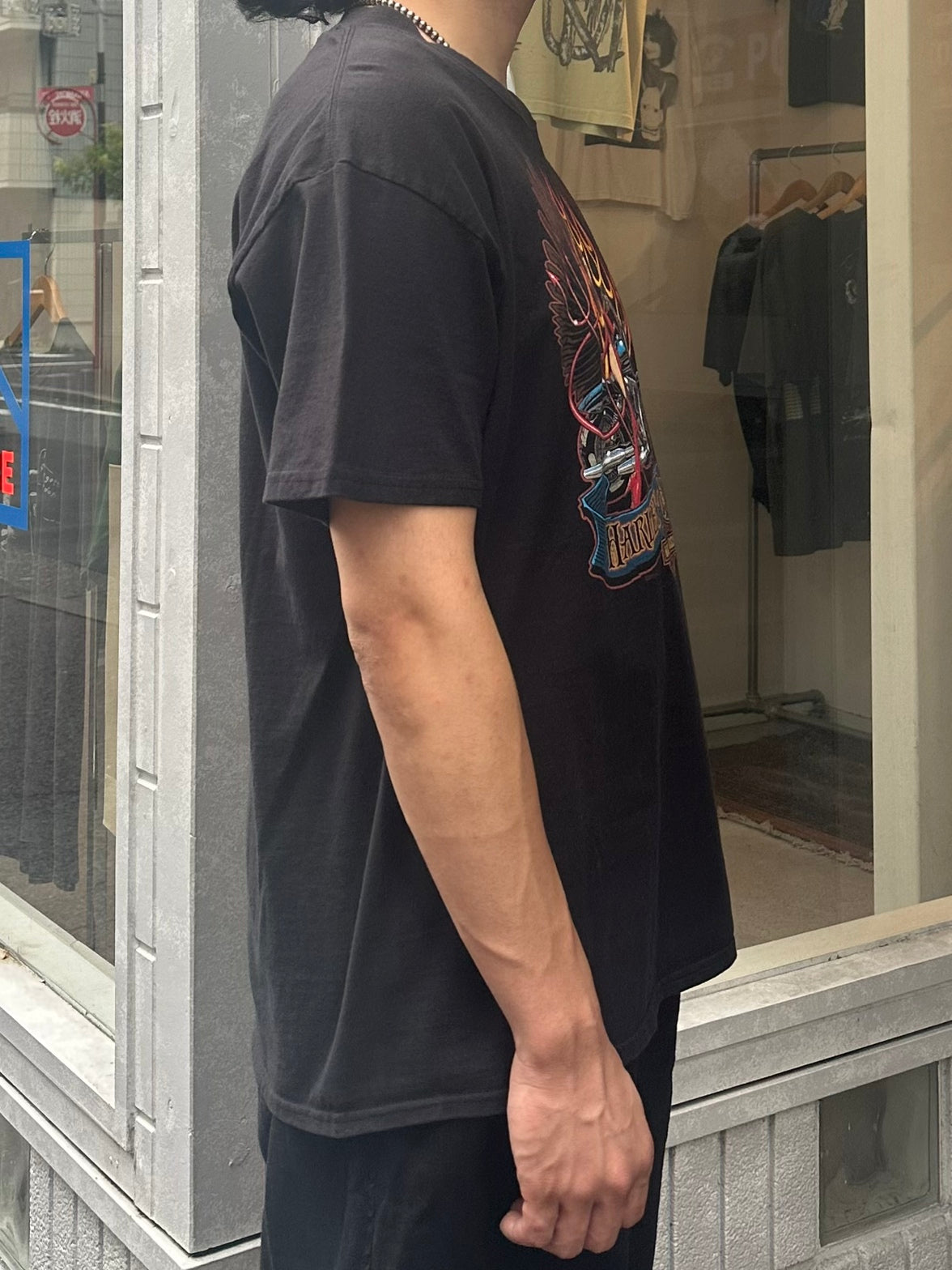 00's HARLEY DAVIDSON「RED DEVIL.LADY.SKULL.WING FLAME」ハーレーTシャツ