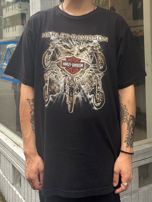 00's HARLEY DAVIDSON「Four motorbikes」ハーレーTシャツ