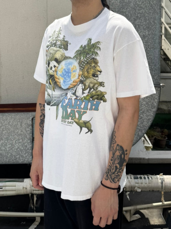 80's NATIONAL WILDLIFE FEDERATION「EARTH DAY」ホワイトTシャツ
