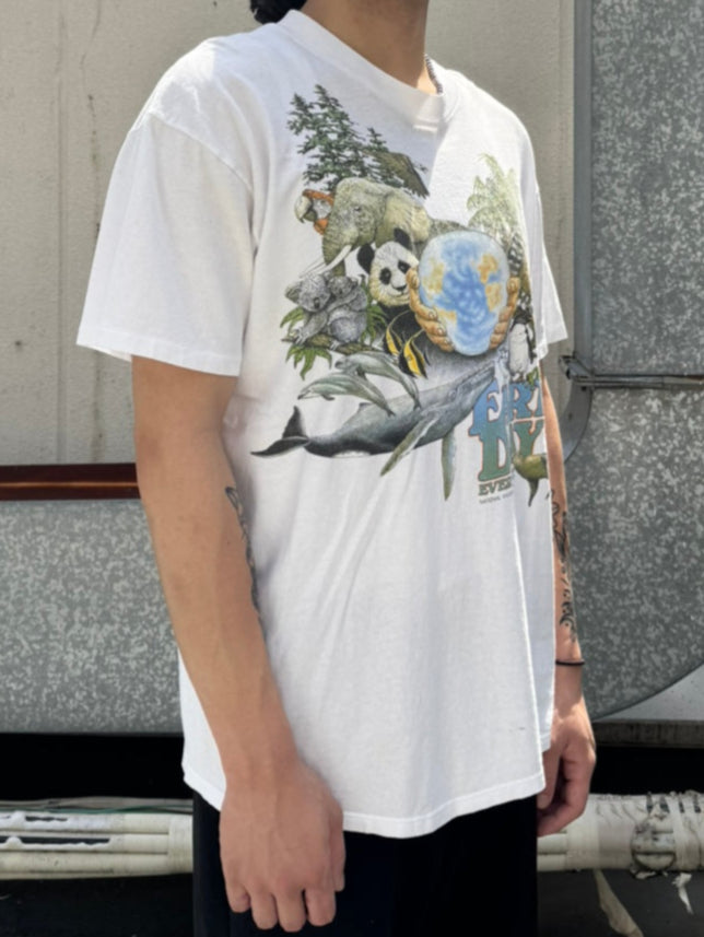 80's NATIONAL WILDLIFE FEDERATION「EARTH DAY」ホワイトTシャツ