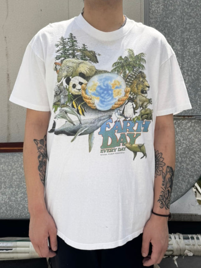 80's NATIONAL WILDLIFE FEDERATION「EARTH DAY」ホワイトTシャツ