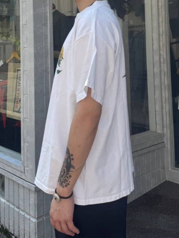 90's THE AUSSIE T COMPANY 「Sun Flower」USA製 ホワイトTシャツ