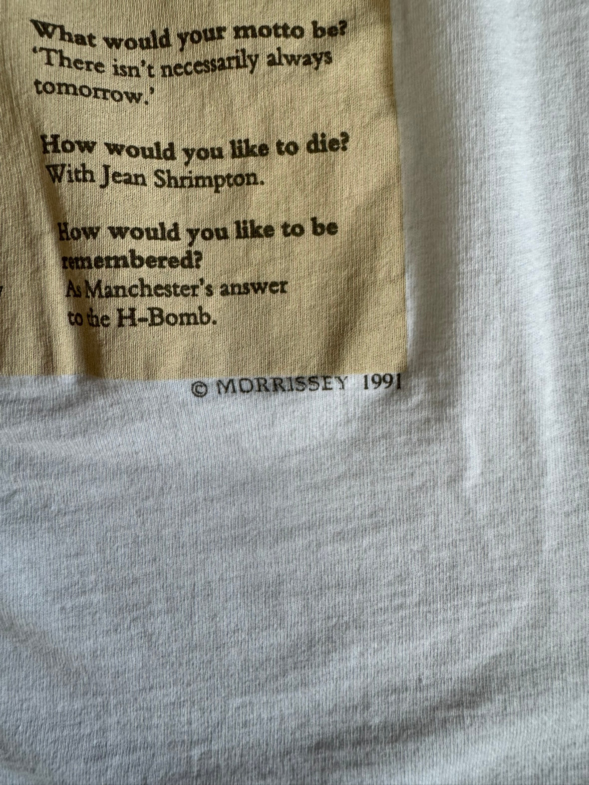 90's MORRISSEY 「interview design」バンドTシャツ