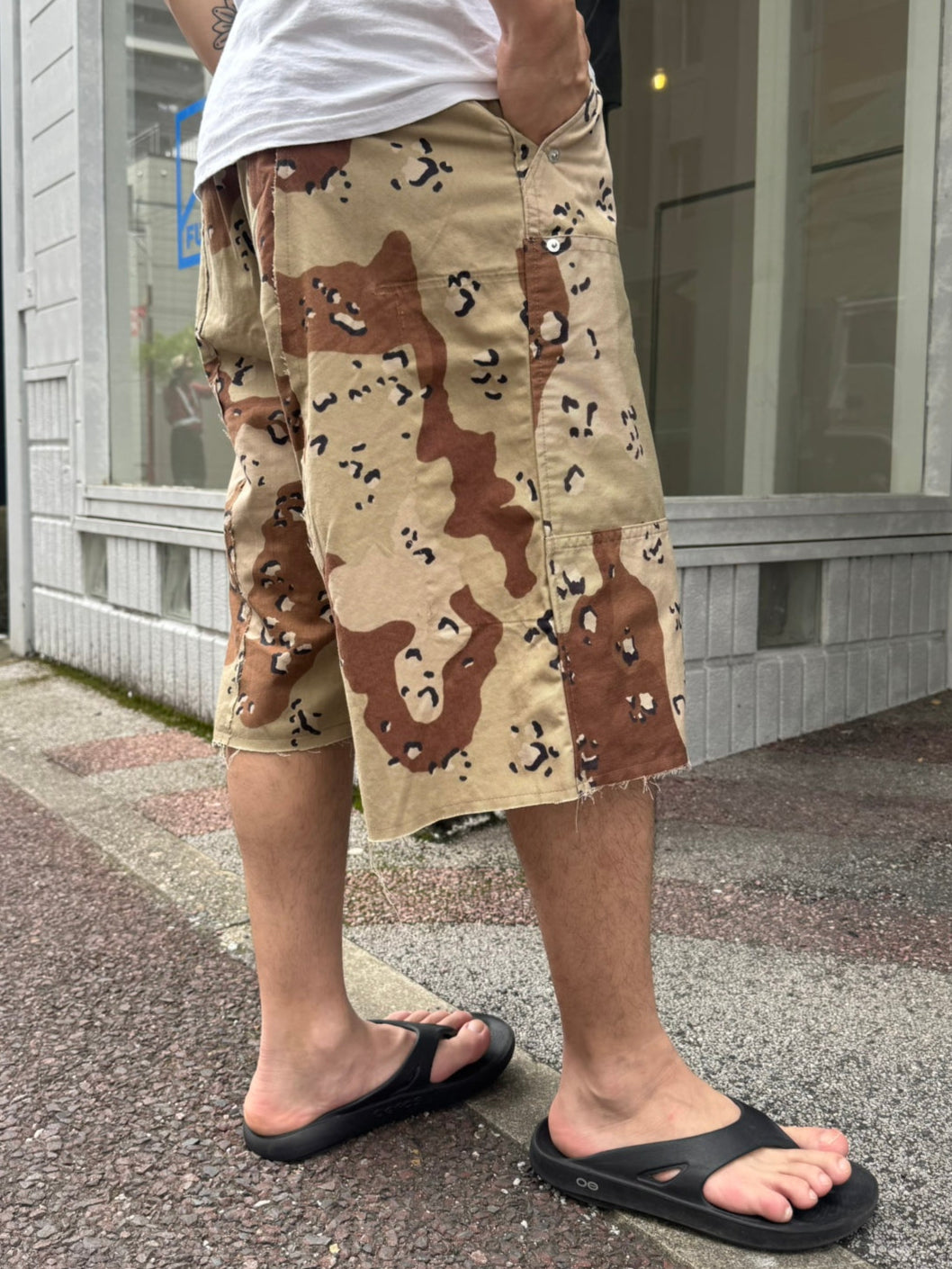 REMAKE  ARMY DOUBLE KNEE SHORTS