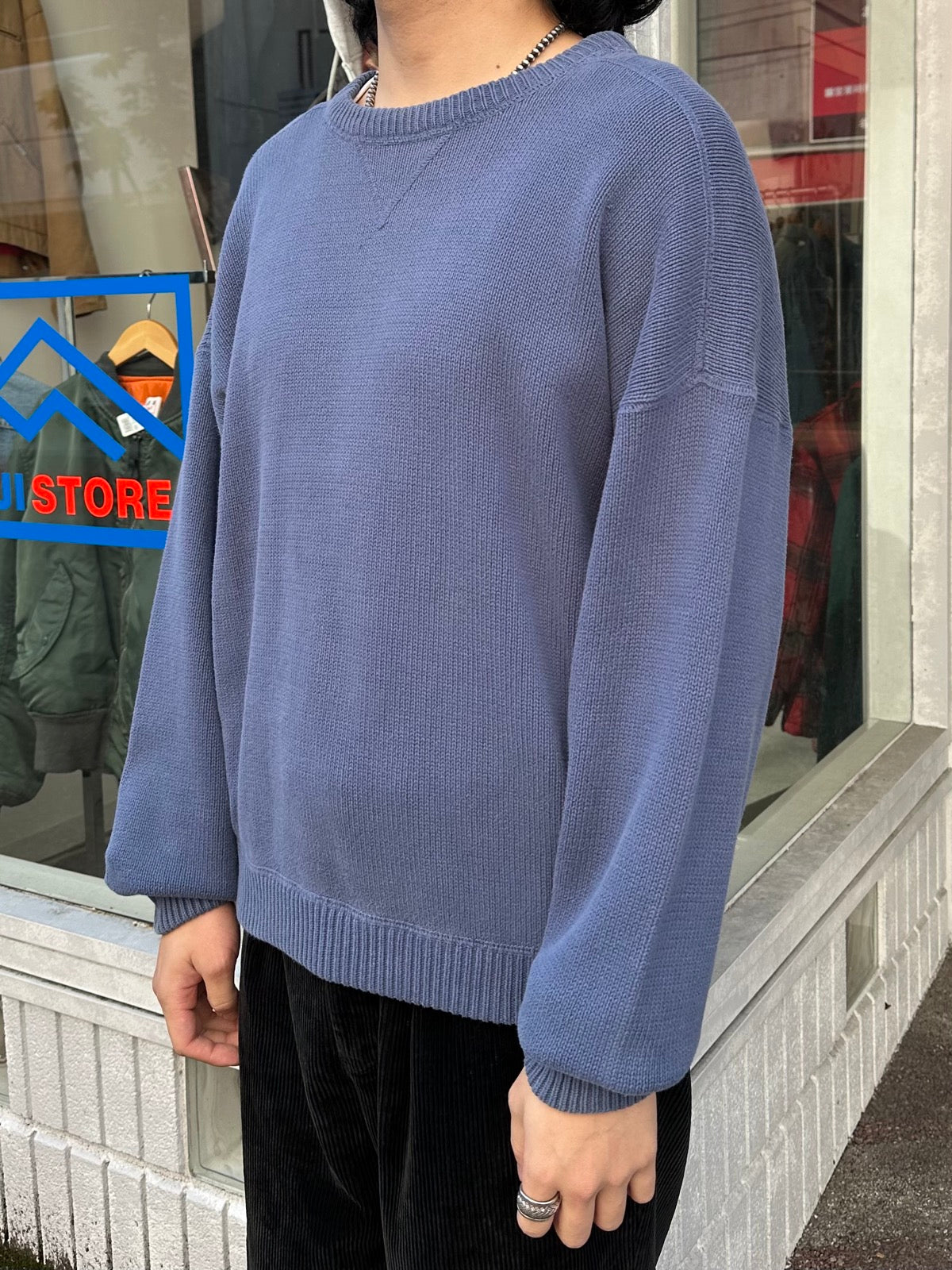90's EDDIE BAUER 前Vガゼットコットンニット