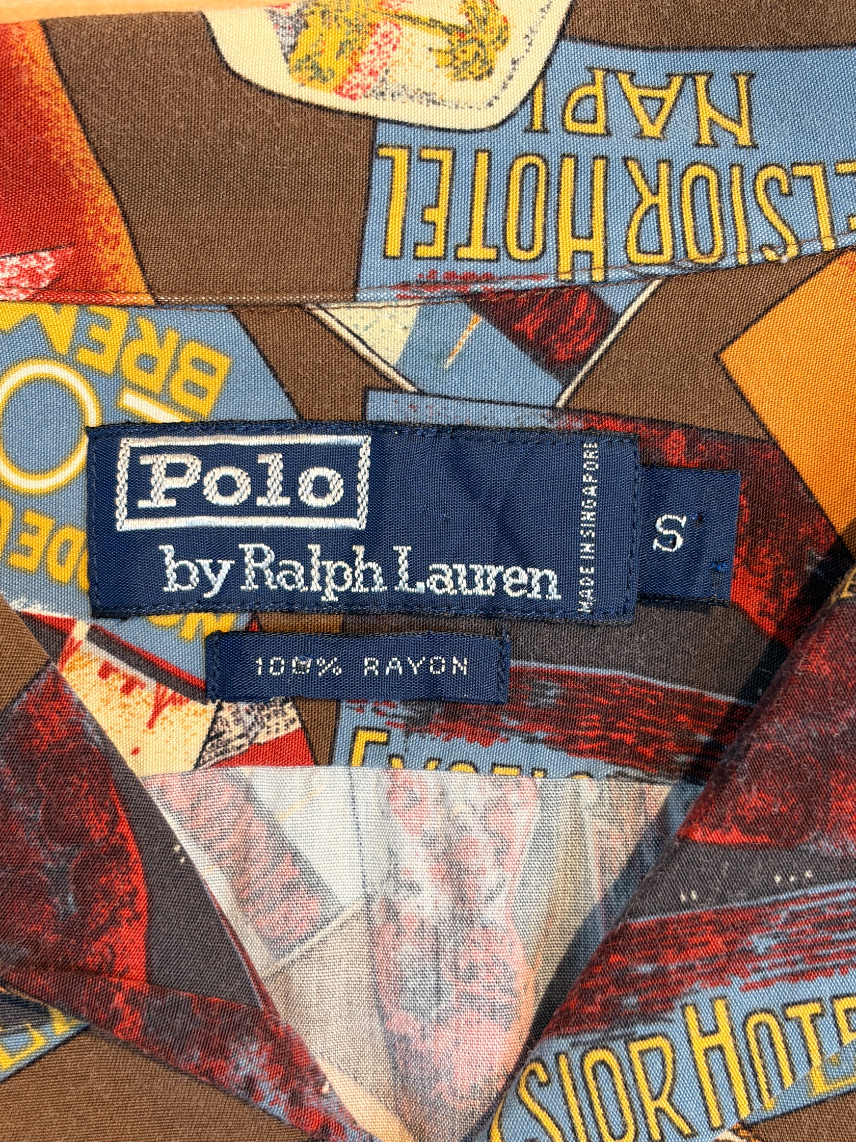 90's Polo by Ralph Lauren「総柄」レーヨンオープンカラーシャツ