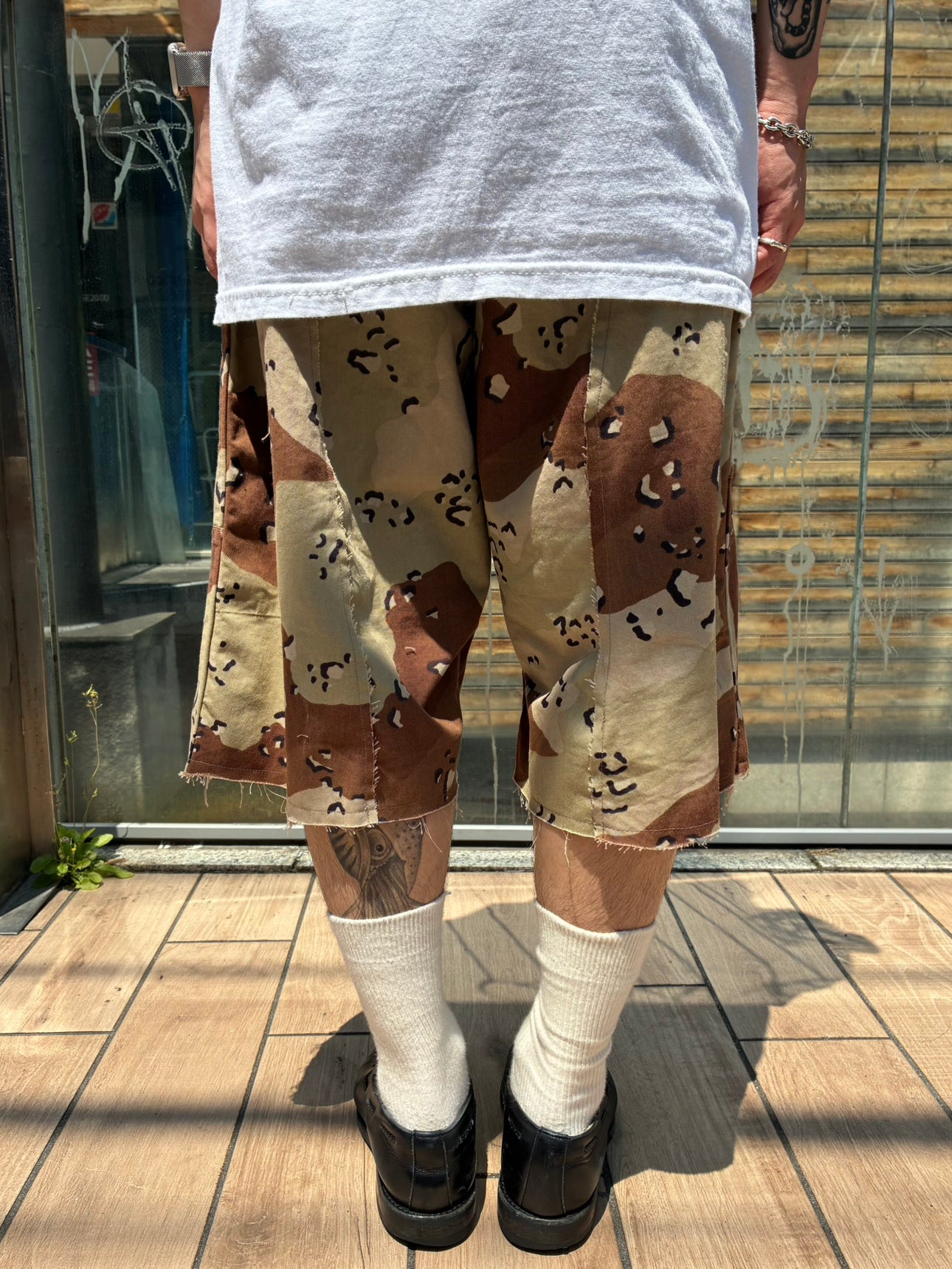 REMAKE  ARMY DOUBLE KNEE SHORTS