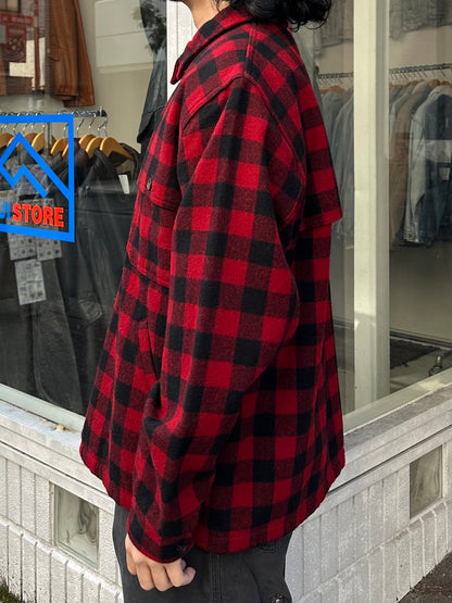 70's WOOLRICH「Buffalo Check」ウールハンティングジャケット　ダメージ