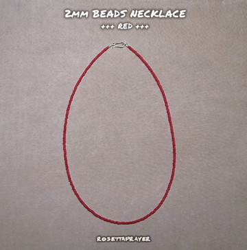 2mm BEADS NECKLACE- RED 50cm / ROSETTAPRAYER