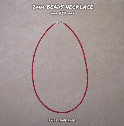 2mm BEADS NECKLACE- RED 50cm / ROSETTAPRAYER