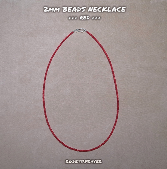 2mm BEADS NECKLACE- RED 50cm / ROSETTAPRAYER