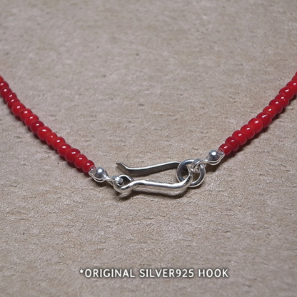 2mm BEADS NECKLACE- RED 50cm / ROSETTAPRAYER