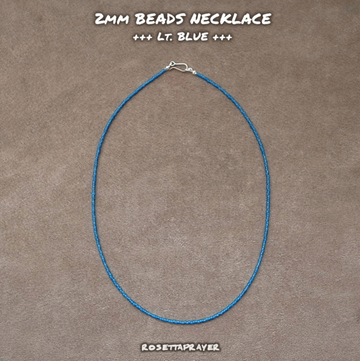2mm BEADS NECKLACE- Lt. BLUE 50cm / ROSETTAPRAYER