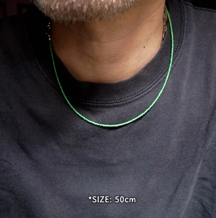 2mm BEADS NECKLACE- GREEN 50cm / ROSETTAPRAYER