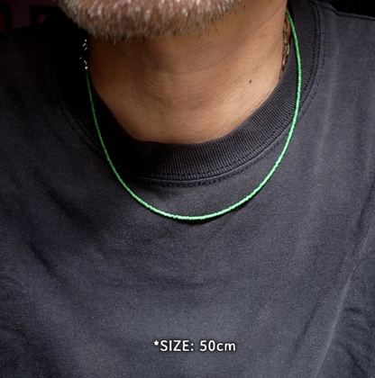 2mm BEADS NECKLACE- GREEN 50cm / ROSETTAPRAYER