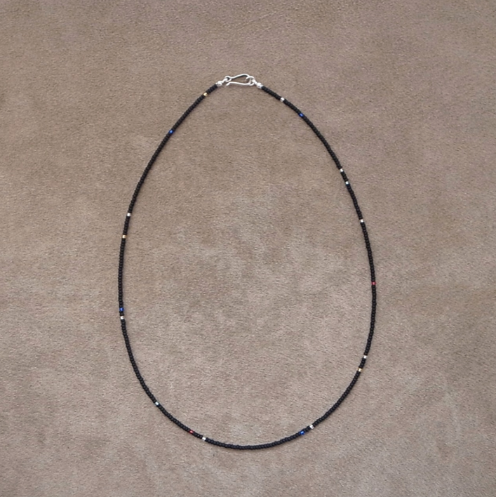 2mm BEADS NECKLACE- MAT BLACK 50cm / ROSETTAPRAYER