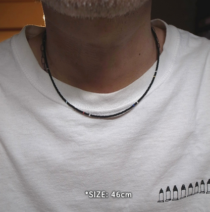 2mm BEADS NECKLACE- MAT BLACK 50cm / ROSETTAPRAYER
