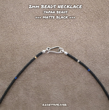 2mm BEADS NECKLACE- MAT BLACK 50cm / ROSETTAPRAYER