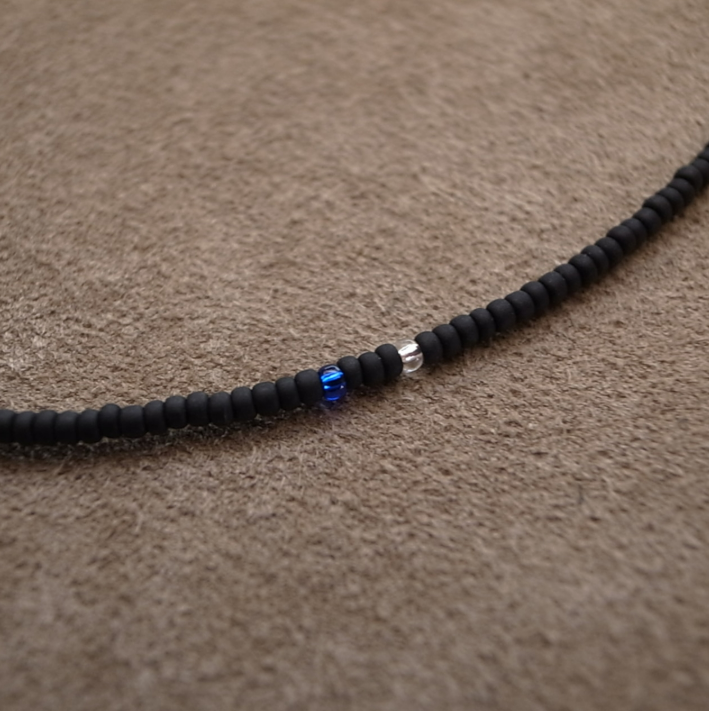 2mm BEADS NECKLACE- MAT BLACK 50cm / ROSETTAPRAYER
