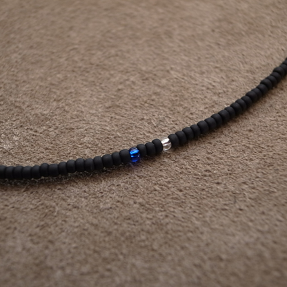 2mm BEADS NECKLACE- MAT BLACK 50cm / ROSETTAPRAYER