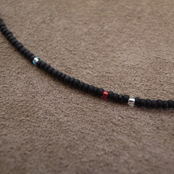 2mm BEADS NECKLACE- MAT BLACK 50cm / ROSETTAPRAYER