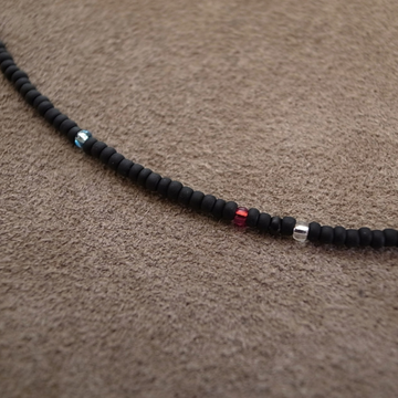 2mm BEADS NECKLACE- MAT BLACK 50cm / ROSETTAPRAYER