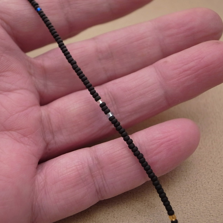 2mm BEADS NECKLACE- MAT BLACK 50cm / ROSETTAPRAYER