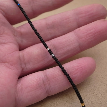 2mm BEADS NECKLACE- MAT BLACK 50cm / ROSETTAPRAYER