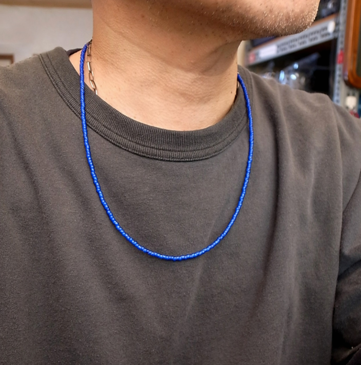3mm BEADS NECKLACE NAVY 60cm / ROSETTAPRAYER