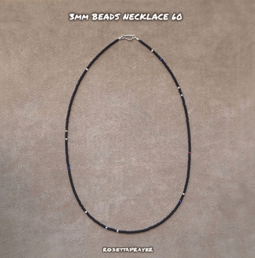 3mm BEADS NECKLACE MAT BLACK 60cm / ROSETTAPRAYER