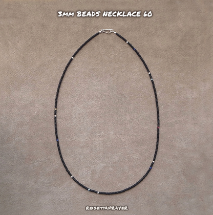 3mm BEADS NECKLACE MAT BLACK 60cm / ROSETTAPRAYER