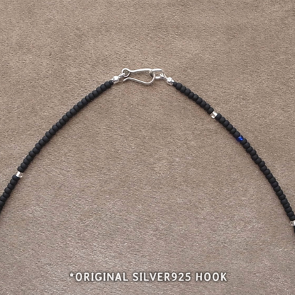 3mm BEADS NECKLACE MAT BLACK 60cm / ROSETTAPRAYER