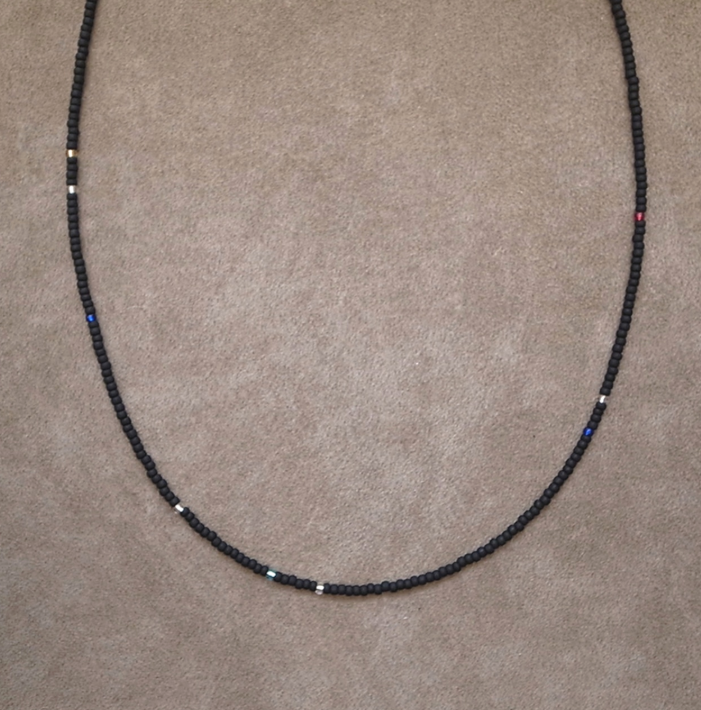 3mm BEADS NECKLACE MAT BLACK 60cm / ROSETTAPRAYER