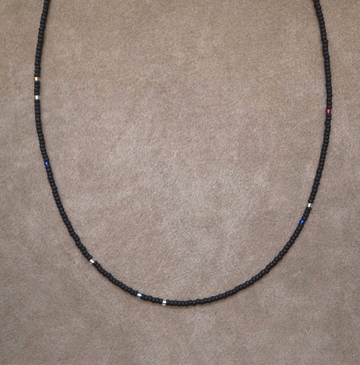3mm BEADS NECKLACE MAT BLACK 60cm / ROSETTAPRAYER