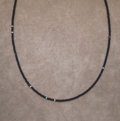 3mm BEADS NECKLACE MAT BLACK 60cm / ROSETTAPRAYER