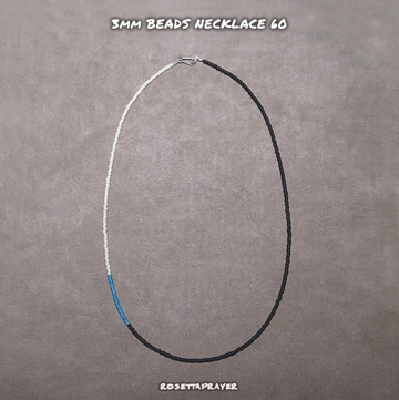 3mm BEADS NECKLACE M. BLACK/LT. BLUE 60cm / ROSETTAPRAYER