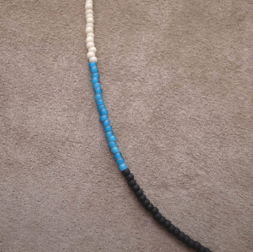 3mm BEADS NECKLACE M. BLACK/LT. BLUE 60cm / ROSETTAPRAYER