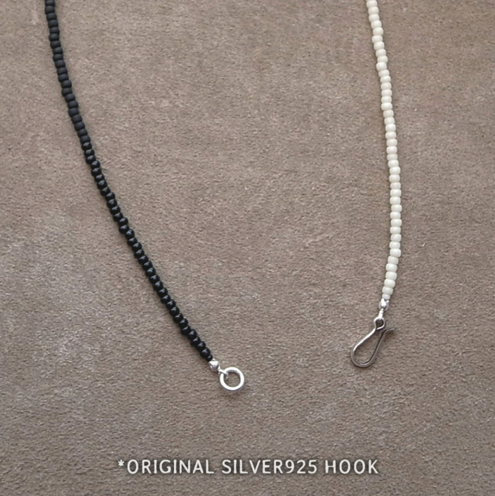 3mm BEADS NECKLACE M. BLACK/LT. BLUE 60cm / ROSETTAPRAYER