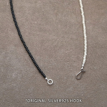3mm BEADS NECKLACE M. BLACK/LT. BLUE 60cm / ROSETTAPRAYER