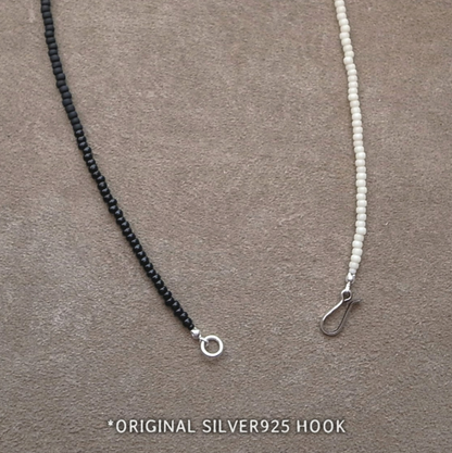 3mm BEADS NECKLACE M. BLACK/LT. BLUE 60cm / ROSETTAPRAYER