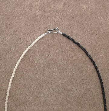 3mm BEADS NECKLACE M. BLACK/LT. BLUE 60cm / ROSETTAPRAYER
