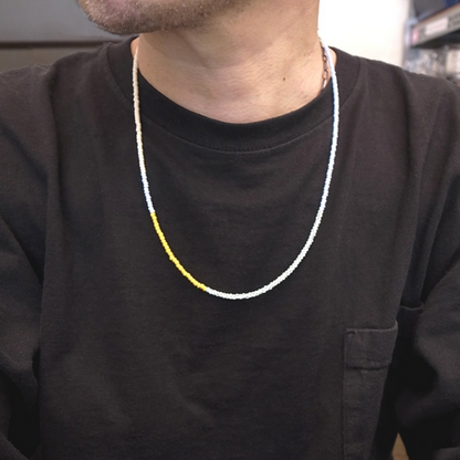 3mm BEADS NECKLACE YELLOW/PALE BLUE 60cm / ROSETTAPRAYER