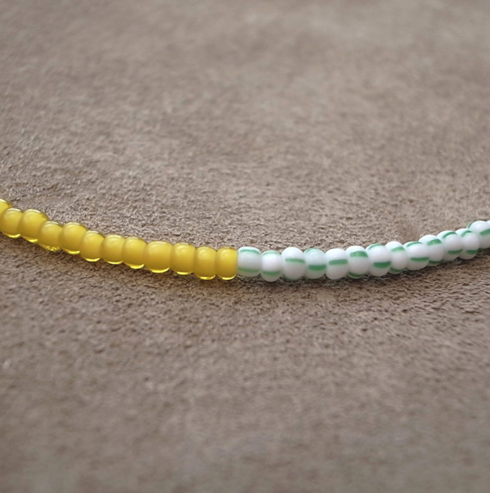 3mm BEADS NECKLACE YELLOW/PALE BLUE 60cm / ROSETTAPRAYER