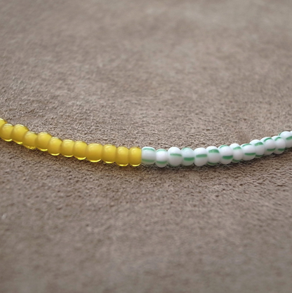 3mm BEADS NECKLACE YELLOW/PALE BLUE 60cm / ROSETTAPRAYER