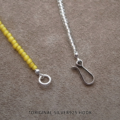 3mm BEADS NECKLACE YELLOW/PALE BLUE 60cm / ROSETTAPRAYER